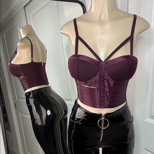Strappy Burgundy Bustier Top Charlotte Russe Small